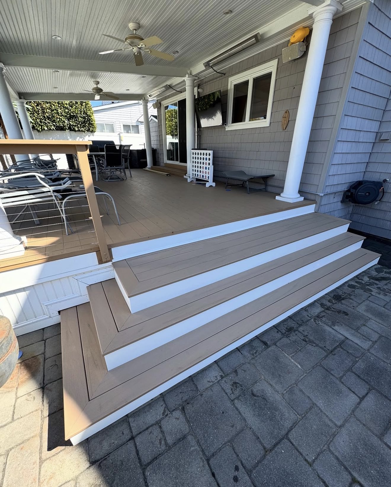 Covered Composite Deck with Wide Steps — completed project
