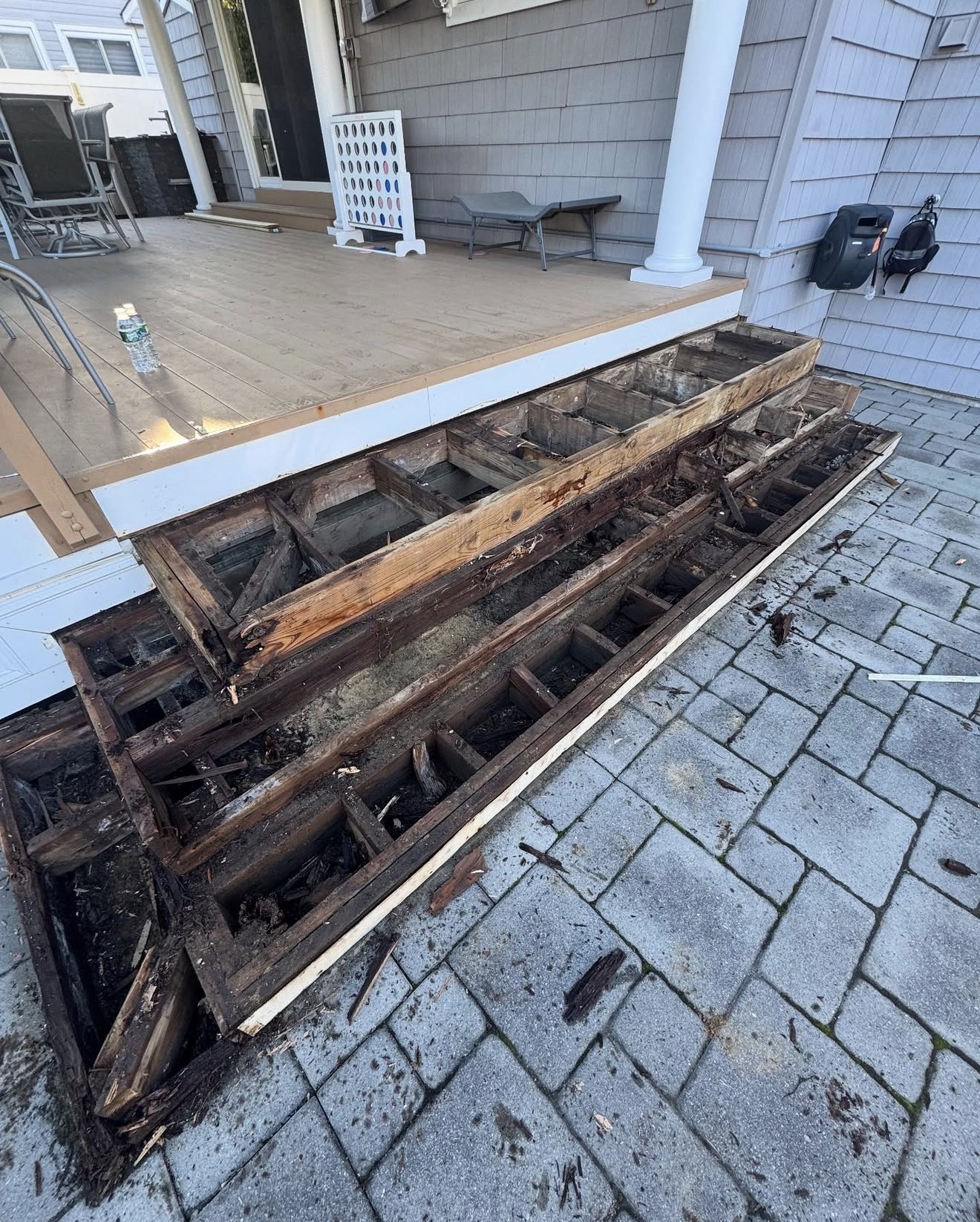 Covered Composite Deck with Wide Steps — before state