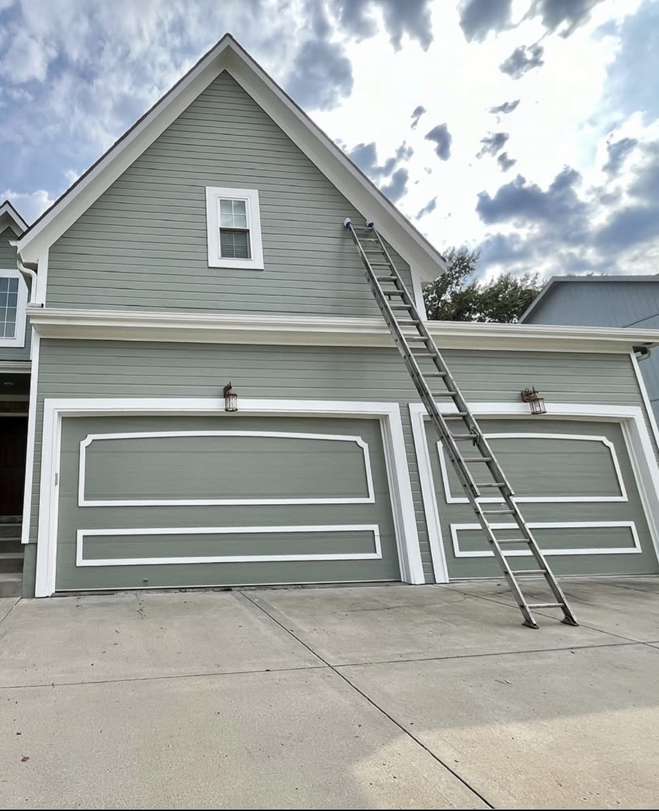 Sage Green & White Two-Tone Exterior — completed project