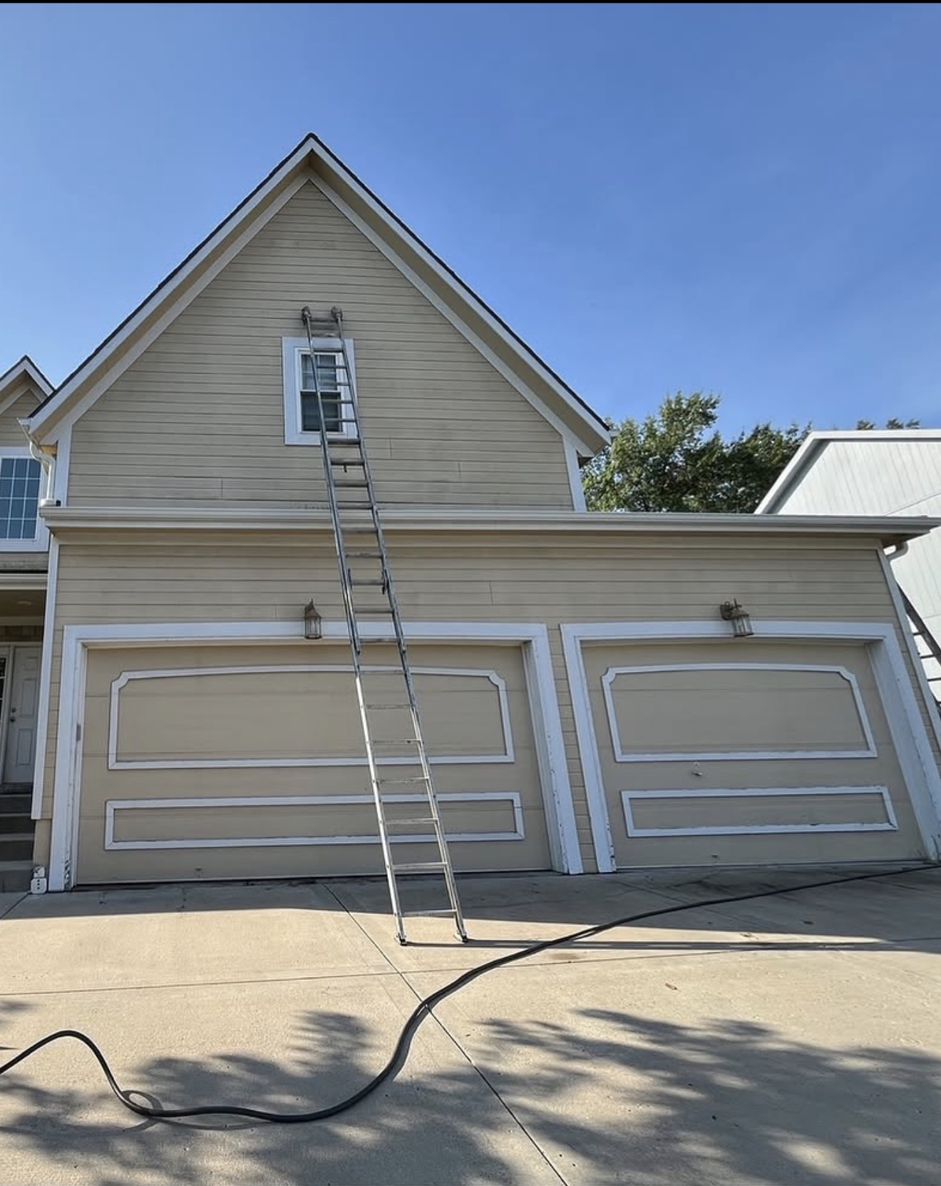 Sage Green & White Two-Tone Exterior — before state